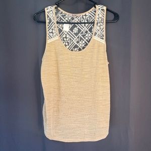 Miss Me lace back creamy knit tank top